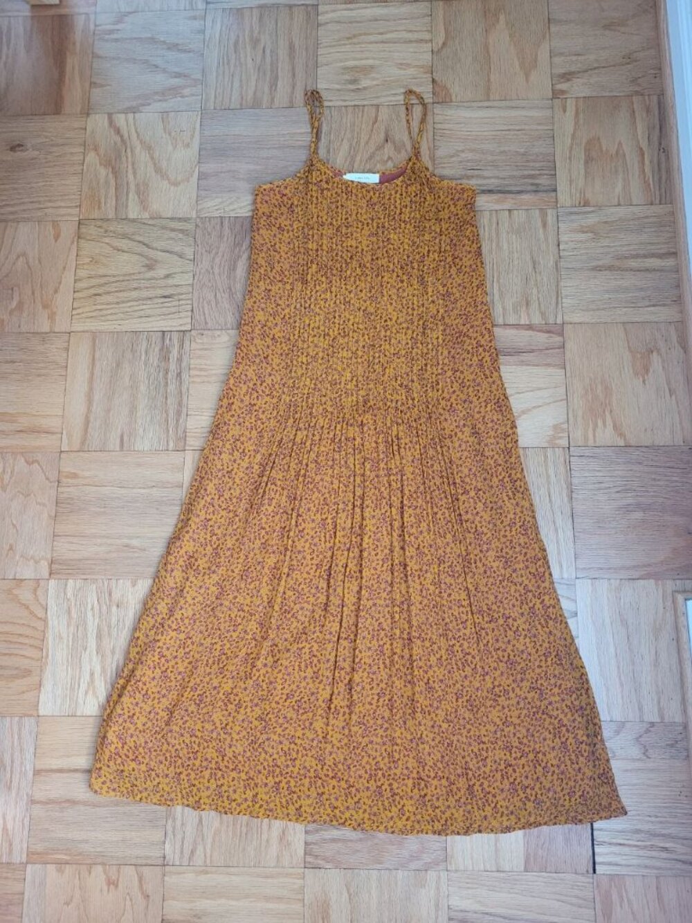 Chan Luu 100% Silk Floral Pleated Swing Maxi Dress Size 1 Boho - Picture 7 of 7